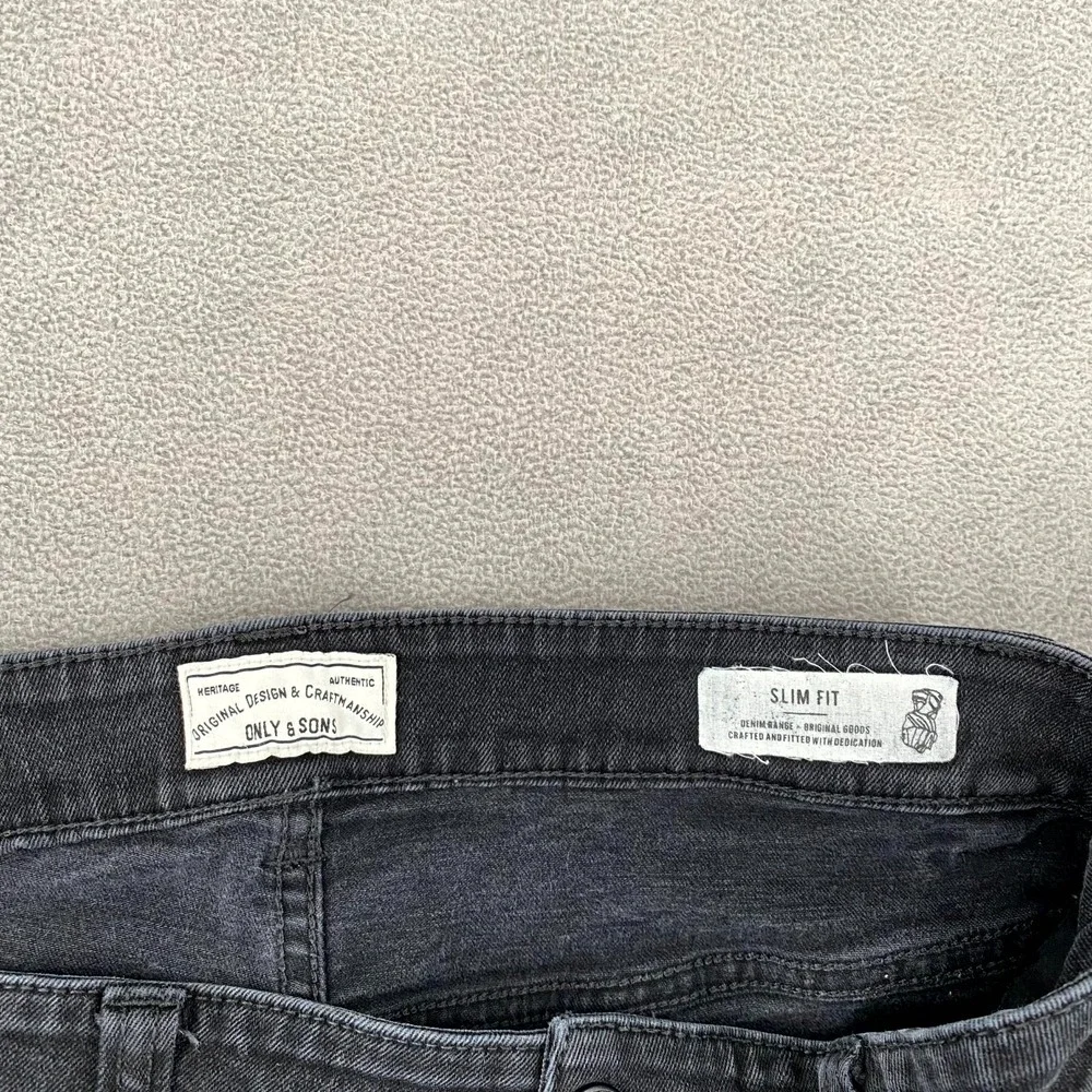 Only & Sons Onsloom Slim Jeans Men 32 Black Dark Wash Denim Low Rise Skinny Leg